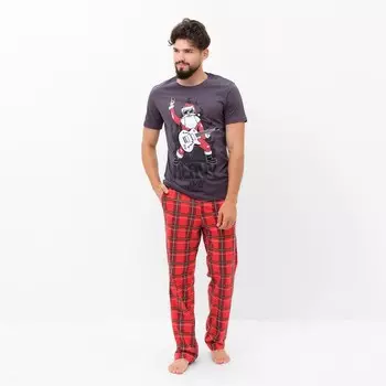 Пижама новогодняя мужская KAFTAN "Рок", цвет серый, размер 52