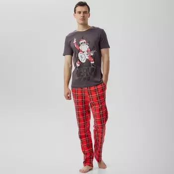 Пижама новогодняя мужская KAFTAN "Рок", цвет серый, размер 48