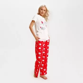 Пижама новогодняя женская (футболка и брюки) KAFTAN Cats, размер 40-42