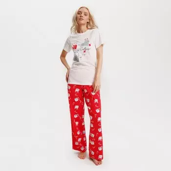 Пижама новогодняя женская (футболка и брюки) KAFTAN Cats, размер 48-50