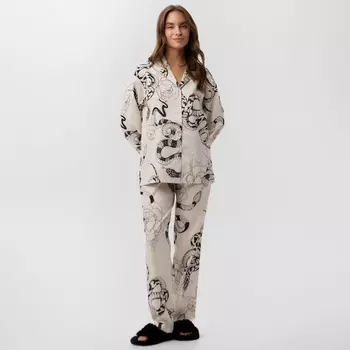 Пижама новогодняя женская KAFTAN "Змея", размер 44-46, бежевый