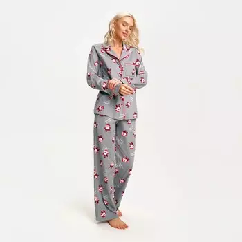 Пижама женская (рубашка и брюки) KAFTAN "Дед мороз" размер 48-50