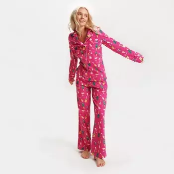 Пижама новогодняя женская (рубашка и брюки) KAFTAN «Шампанское», размер 48-50