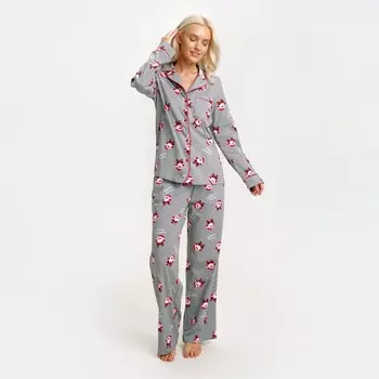Пижама женская (рубашка и брюки) KAFTAN "Дед мороз" размер 40-42