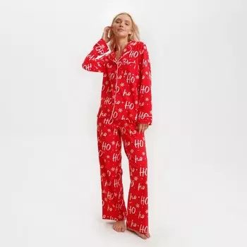Пижама новогодняя женская (рубашка и брюки) KAFTAN ХоХо, размер 40-42