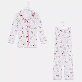 Пижама новогодняя женская (рубашка и брюки) KAFTAN "Deers", цвет белый, размер 44-46