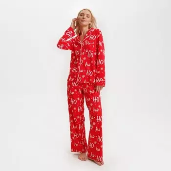 Пижама новогодняя женская (рубашка и брюки) KAFTAN ХоХо, размер 44-46