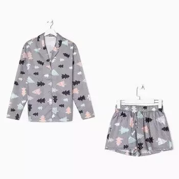 Пижама (рубашка, шорты) женская KAFTAN «Елки», размер 44-46