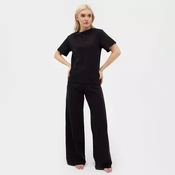 Пижама женская (футболка, брюки) KAFTAN Basic, размер 40-42, чёрная