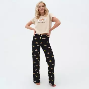 Пижама женская (футболка, брюки) KAFTAN Egg, размер 44-46, бежевая