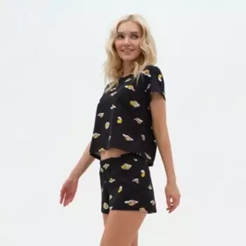 Пижама женская (футболка, шорты) KAFTAN Egg, размер 40-42, чёрная