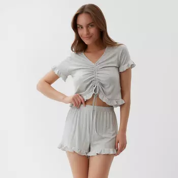 Пижама женская (футболка, шорты) KAFTAN Gray, размер 44-46
