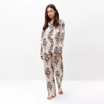 Пижама женская KAFTAN "Драконы", р.48-50, бежевый