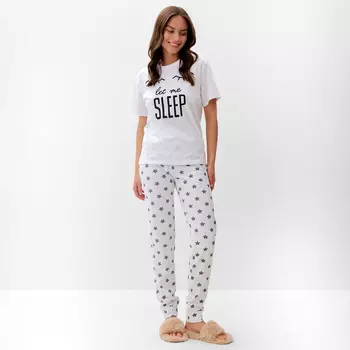 Пижама женская (футболка, брюки) KAFTAN Sleep, размер 44-46, белая