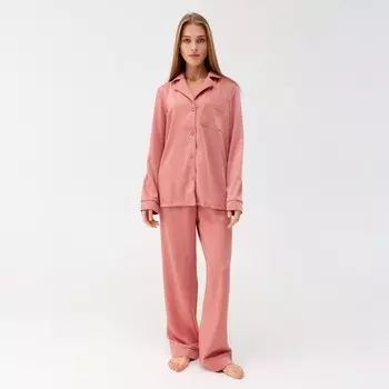 Пижама женская (рубашка, брюки) MINAKU: Light touch, персиковая, размер 50 5205024
