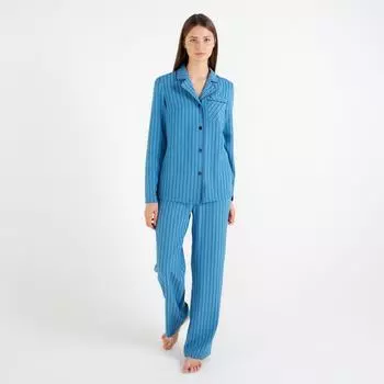 Пижама женская (рубашка, брюки) MINAKU: Light touch, синяя, размер 50