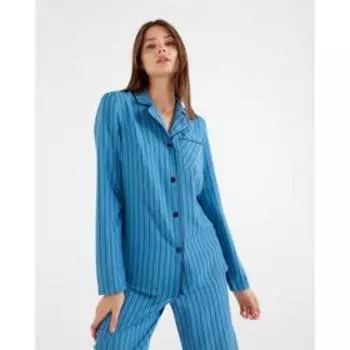 Пижама женская (рубашка, брюки) MINAKU: Light touch, синяя, размер 54