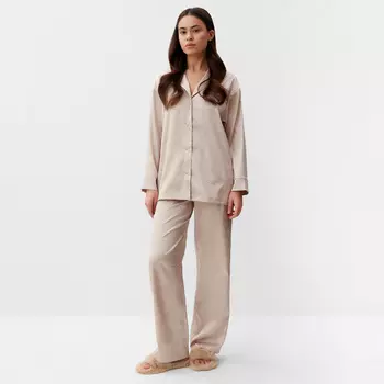 Пижама женская (рубашка, брюки) KAFTAN «Леопард», кофейная, размер 52-54