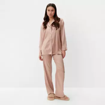 Пижама женская (рубашка, брюки) KAFTAN «Леопард», золотая, размер 40-42