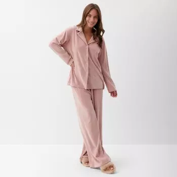 Пижама женская (рубашка, брюки) KAFTAN Plushy, размер 48-50, розовая