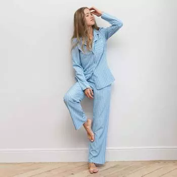 Пижама женская (рубашка, брюки) MINAKU: Light touch, голубая, размер 54