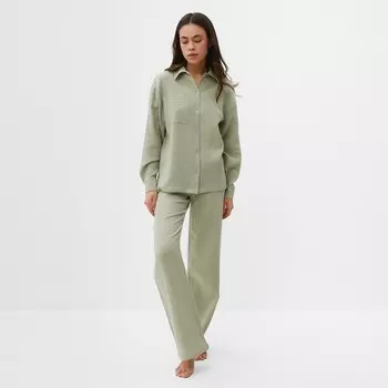 Пижама женская (рубашка, брюки) KAFTAN Basic, размер 44-46, зелёная