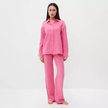 Пижама женская (рубашка, брюки) KAFTAN Basic, размер 40-42, розовая