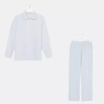 Пижама женская (рубашка, брюки) KAFTAN Basic, размер 44-46, серо-голубая