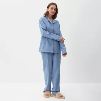 Пижама женская (рубашка, брюки) KAFTAN Basic, размер 40-42, голубая
