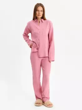 Пижама женская (рубашка, брюки) KAFTAN Basic, размер 52-54, пудрово-розовая