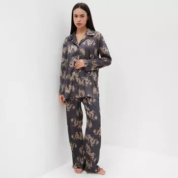 Пижама женская (рубашка, брюки) KAFTAN «Дракон», размер 48-50, графитовая