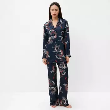 Пижама женская (рубашка, брюки) KAFTAN «Дракон», размер 48-50, синяя