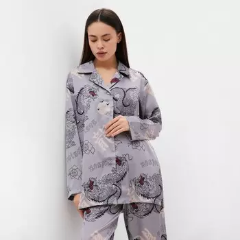 Пижама женская (рубашка и брюки) KAFTAN "Дракон", размер 44-46, серый