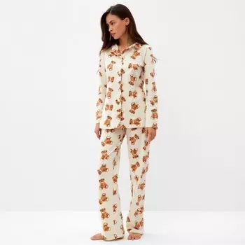 Пижама женская (рубашка, брюки) KAFTAN «Мишка», размер 40-42