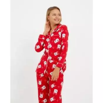 Пижама новогодняя женская (рубашка и брюки) KAFTAN Мишки, цвет красный, размер 48-50