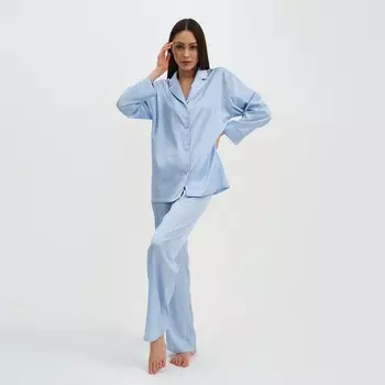 Пижама женская (рубашка, брюки) KAFTAN «Треугольники», голубая, размер 40-42