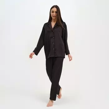 Пижама женская (рубашка, брюки) KAFTAN «Треугольники», чёрная, размер 40-42