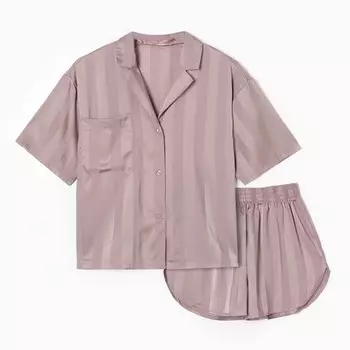 Пижама женская (рубашка и шорты) KAFTAN "Полоса" размер 40-42, розовый