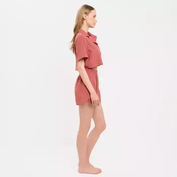 Пижама женская (рубашка, шорты) KAFTAN «Полоска», размер 44-46, коралл
