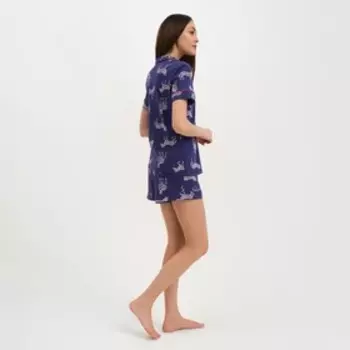 Пижама женская (рубашка и шорты) KAFTAN Zebra размер 40-42, цвет синий