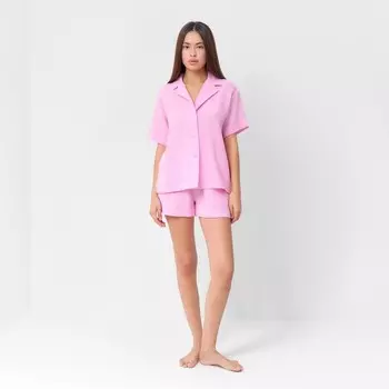 Пижама женская (рубашка, шорты) KAFTAN Basic, размер 40-42 розовая