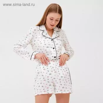 Пижама женская (рубашка, шорты) MINAKU: Light touch, размер 50, белая
