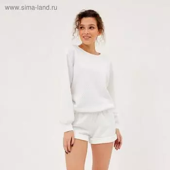 Пижама женская (свитшот, шорты) MINAKU: New happy, размер 48, белая