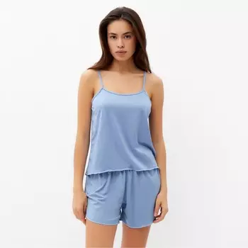 Пижама женская (топ, шорты) KAFTAN:Basic, размер 46, светло-голубая