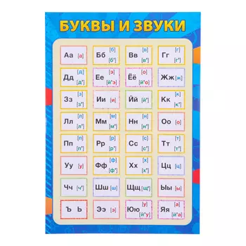 Плакат «Буквы и звуки» синий, А5