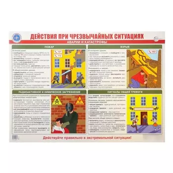 Плакат «Действия при чрезвычайных ситуациях. Аварии и катастрофы», А2