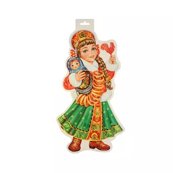 Плакат фигурный "Девочка с матрёшкой" 35x41 см