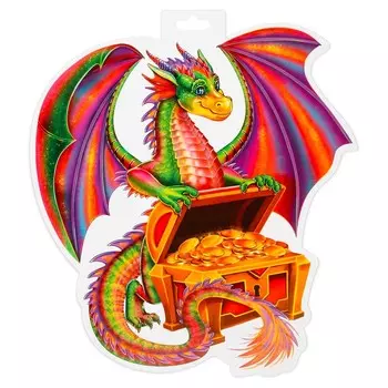 Плакат фигурный "Дракон" сундук, 35х41 см