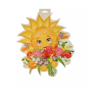 Плакат фигурный "Солнце с цветами" 35x41 см