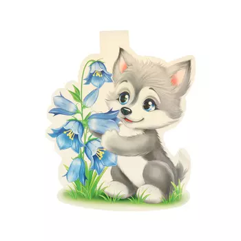 Плакат фигурный «Волчонок с цветком» 3541 см